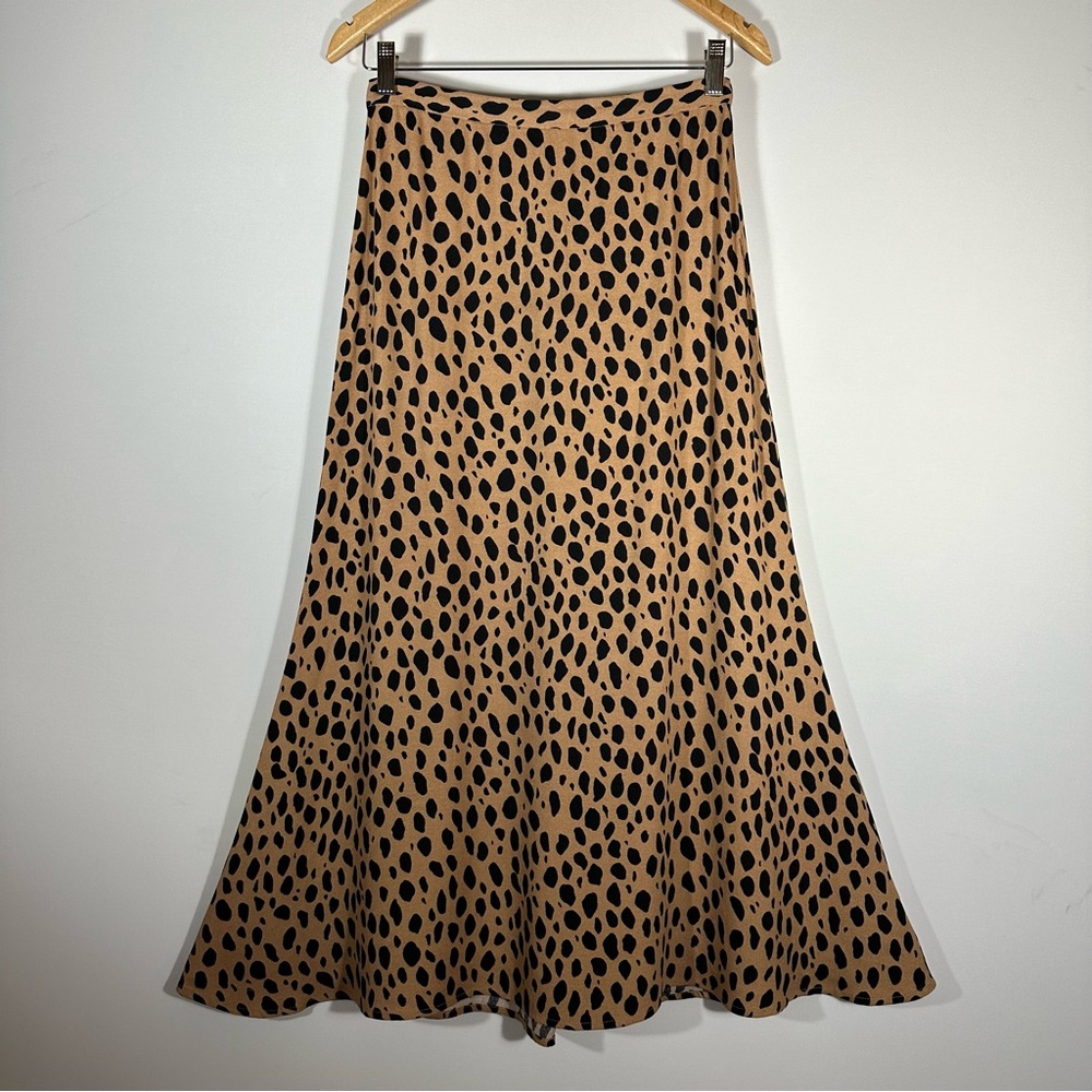 REFORMATION Bea Midi Skirt Crepe Bobcat Animal Print Size 4 Like New